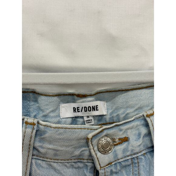 RE/DONE Originals High Rise Loose Fit Distressed Straight Jeans Blue Women's 26 - Picture 3 of 5